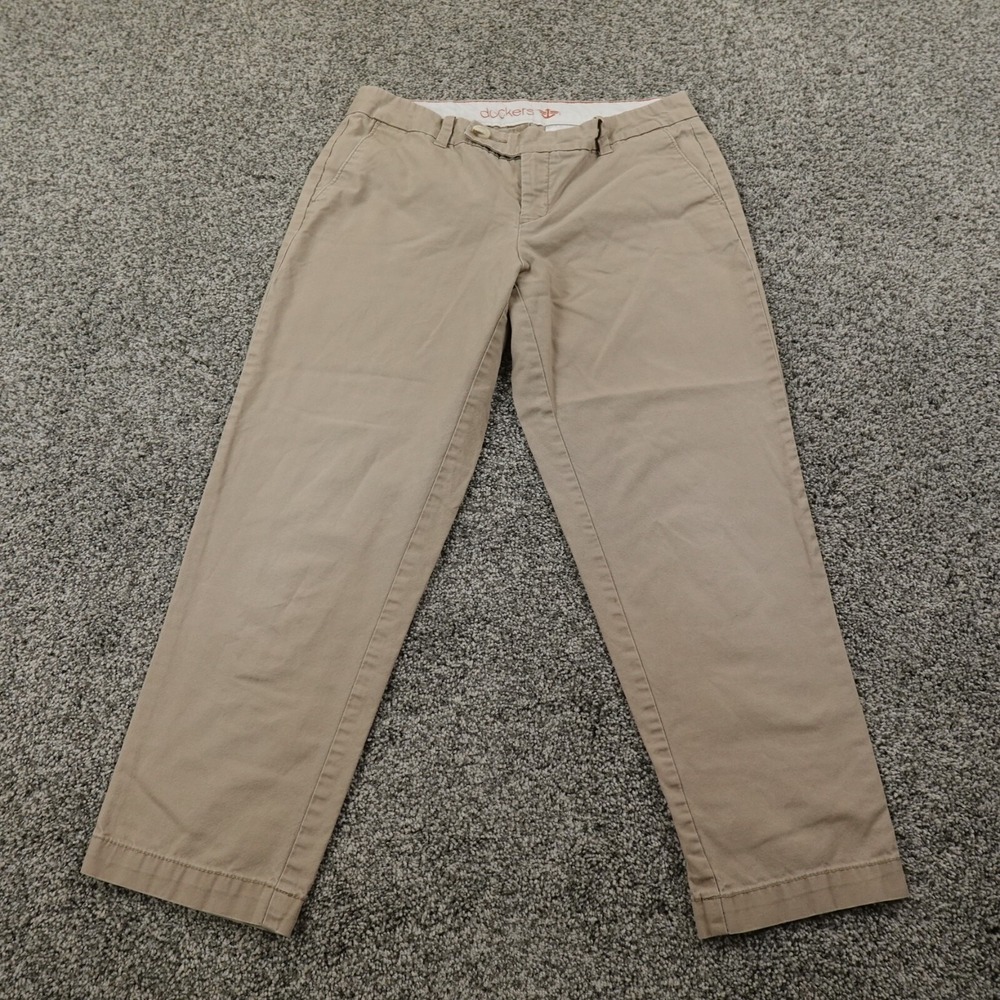 Dockers Pants Womens 8 Beige Tan‎ Khaki Chino Trouser Straight Work Stretch Flex